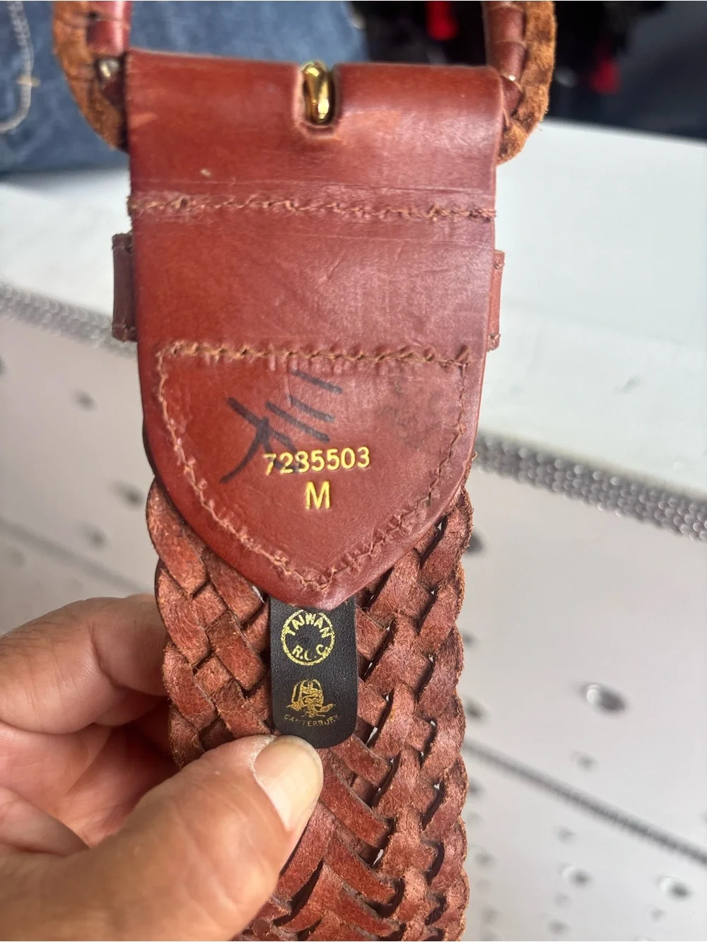 Vintage Y2K Trafalgar Braided Leather Belt in Warm Brown with Round Buckle